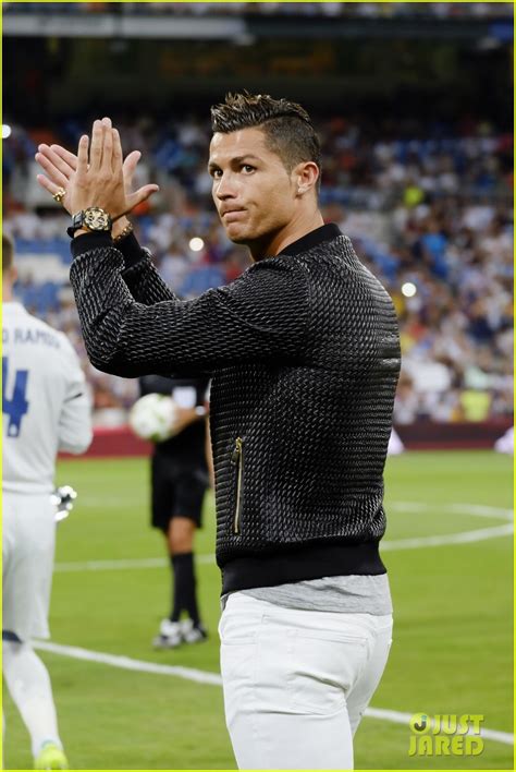 Photo: cristiano ronaldo shows support for real madrid teammates at santiago bernabeu trophy ...