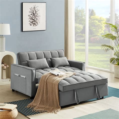 Muumblus 55" Pull Out Sofa Bed, Convertible Sleeper Loveseat with Pull Out Bed, Modern Velvet ...