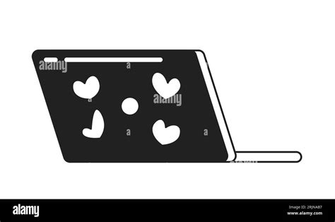 Heart stickers laptop monochrome flat vector object Stock Vector Image ...