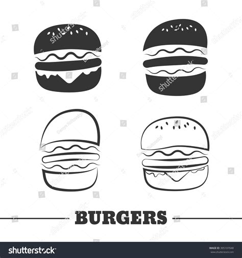 Burgers Vector Icons Elements Logo Silhouette Stock Vector (Royalty Free) 395107048