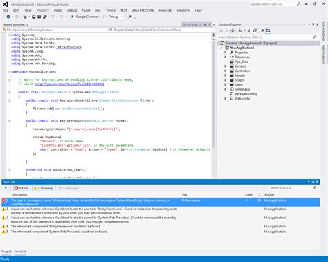 c# - Visual Studio 2012 MVC build error: The type or namespace name 'Infrastructure' does not ...