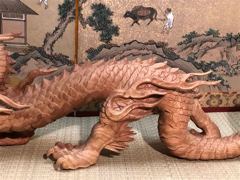 Japanese Keyaki Wood Carving Of Dragon – Kuraya