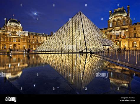 The glass pyramid (architect: I.M. Pei) of Louvre museum (Musée du Louvre), Paris, France Stock ...