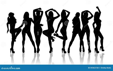 Group Of Silhouette Girls Dancing Stock Illustration - Image: 59363728