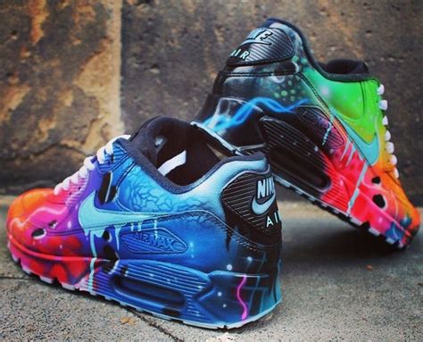 Nike Air Max 90 Blue Galaxy Style Painted Custom Shoes Sneaker Airbrush ...