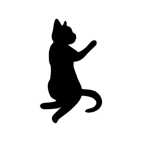 Lying cat black silhouette. Playful cat stencil. Vector illustration ...