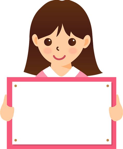 Girl is Holding a Message Board clipart. Free download transparent .PNG | Creazilla