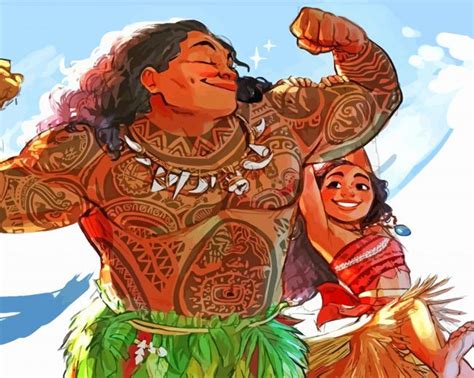 Moana And Chief Tui Paint By Numbers - Numeral Paint Kit