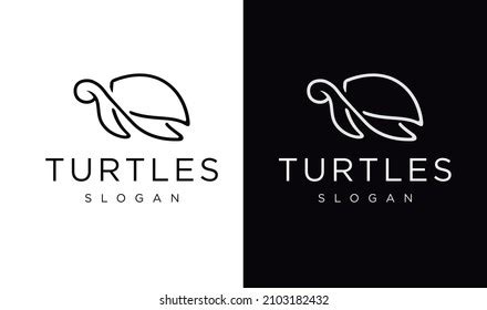 Simple Line Turtle Logo Black White Stock Vector (Royalty Free) 2103182432 | Shutterstock