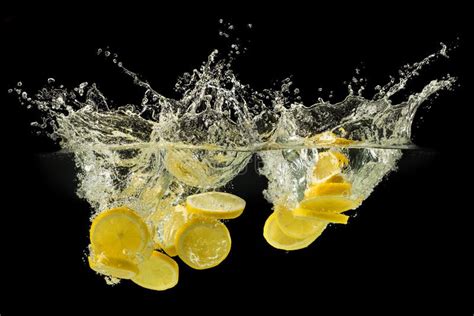 Group of Fresh Fruits Falling in Water with Splash on Black Back Stock Image - Image of juice ...