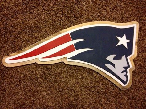 New England Patriots 3-D logo shaped wood sign. Wood sports sign. Handmade. Custom woodworking ...