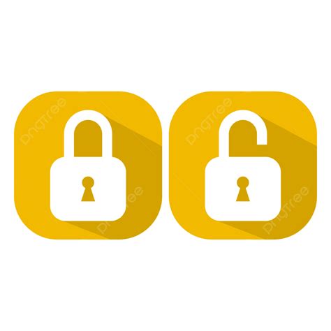 Yellow Lock Unlock Icon Button Design With Shadow, Unlock Button, Lock Icon, Lock Button PNG and ...