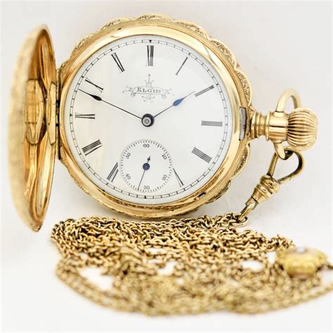 ELGIN 14K Gold Pocket Watch with Chain - Ashton-Blakey Vintage Watches