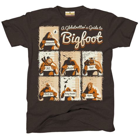 A Globetrotter’s Guide to Bigfoot | Adult T- Shirt | Bigfoot, Globe ...