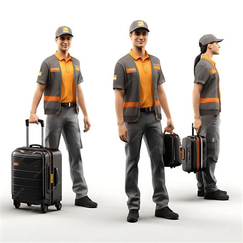 Premium Photo | 3D of Baggage Handler Uniform With Company Logo ...