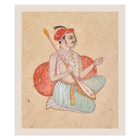 Musician In The Court Of Emperor Akbar Miniature Painting