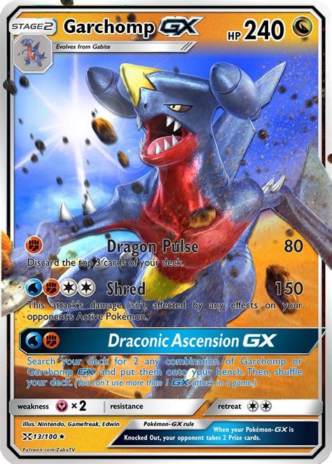 Garchomp GX Custom Pokemon Card | Pokemon cards, Cool pokemon cards, Pokemon tcg cards