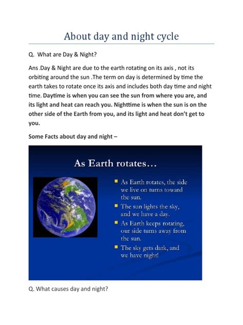 About Day and Night Cycle | PDF