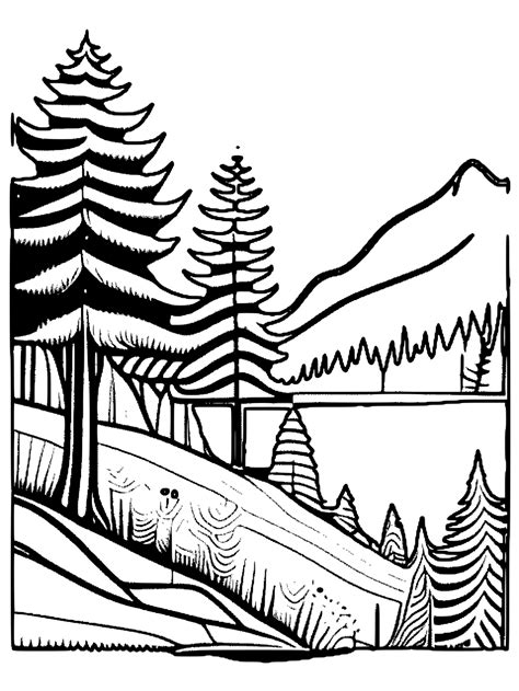 Serene Mountain Lake Coloring Page · Creative Fabrica