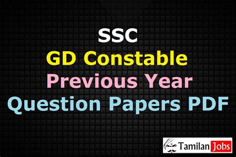 SSC GD Constable Previous Year Question Papers PDF - Tamilan Jobs