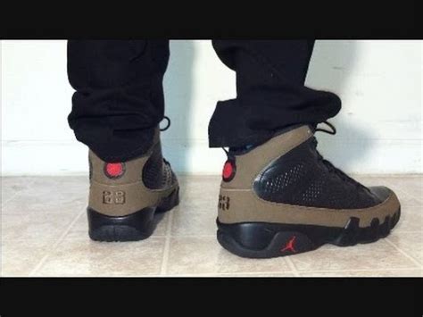 Jordan 9 IX "Olive" on feet - YouTube