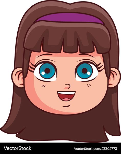 Cute girl face cartoon Royalty Free Vector Image