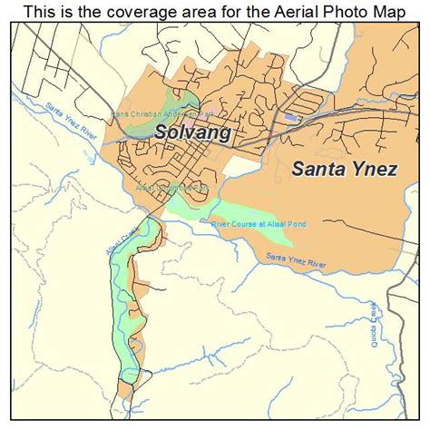 Aerial Photography Map of Solvang, CA California