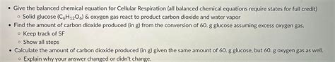 Solved - Give the balanced chemical equation for Cellular | Chegg.com