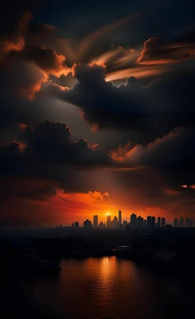 Premium AI Image | Night sunset over the city