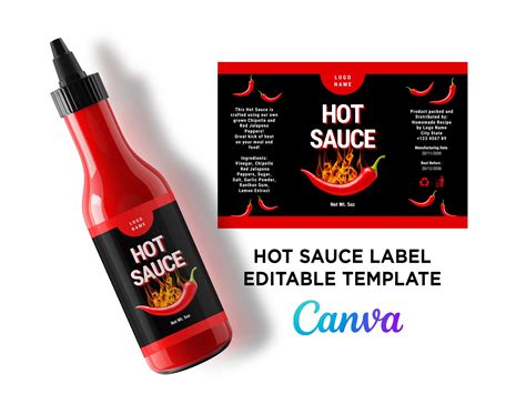 Printable hot sauce label hot sauce bottle design hot sauce 5oz bottle ...