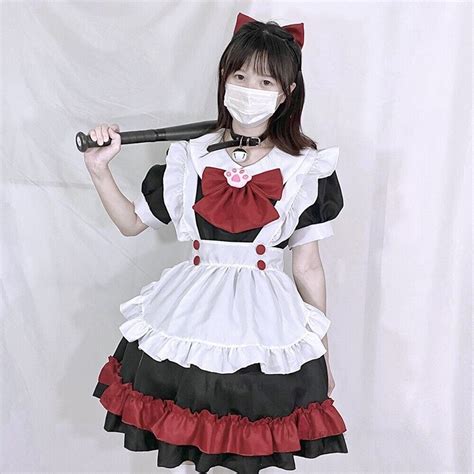 Cute Lolita Maid Dress Anime Cosplay Costume Layers Pink Blue Purple ...