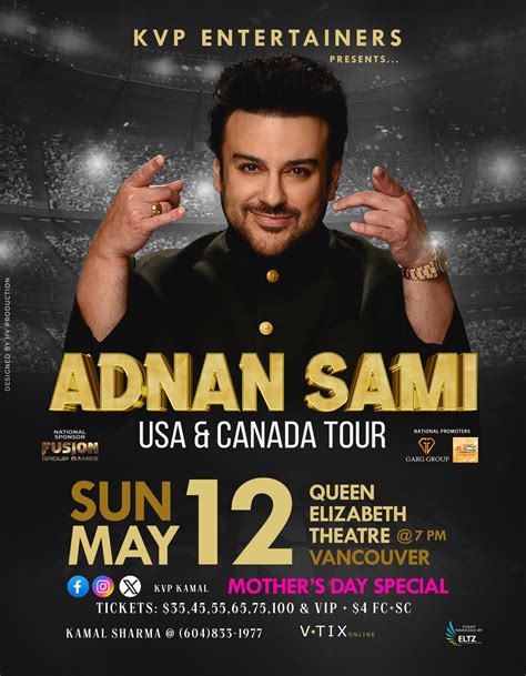 Adnan Sami North American Tour Tickets - Vtix Online