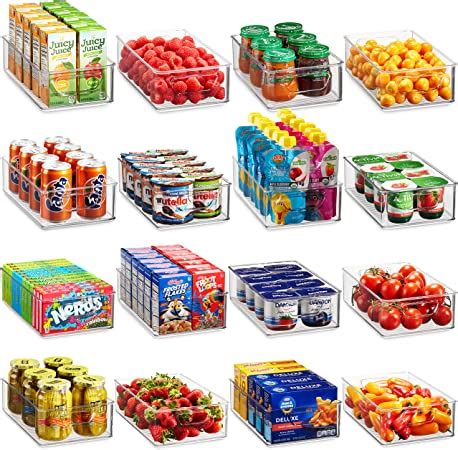 Amazon.com - Munfix Set Of 16 Refrigerator Organizer Bins - Plastic ...