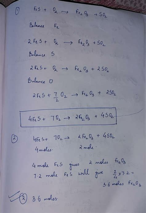 [Solved] The balanced equation for the reaction: FeS + O2 Fe2O3 + SO2 is ... | Course Hero