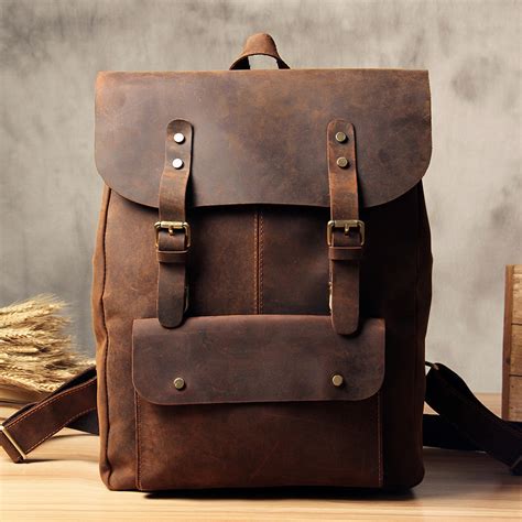 Personalized Leather Backpack Travel Backpack Laptop Backpack Unisex L ...