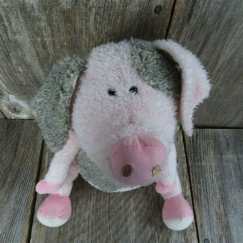 Pig Plush People Pals Patch Pink Grey Stuffed Animal Cartoon Weighted ...