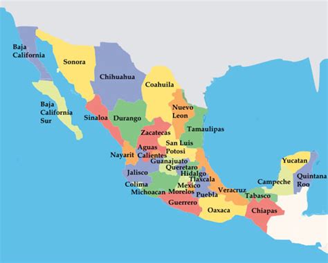 Mapa de los Estados que forman México. - Constituciones hispanoamericanas