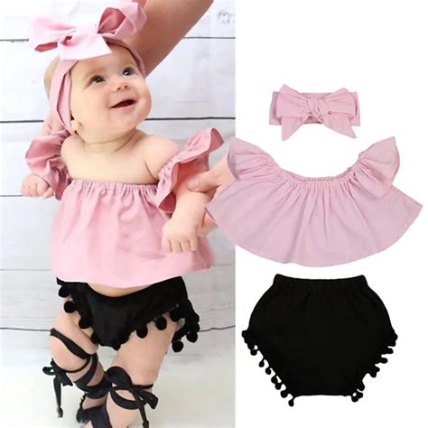 Pudcoco 3PCS Summer Cute Baby Girls Fashion Outfit Newborn Baby Girl Clothes Set Off Shoulder ...