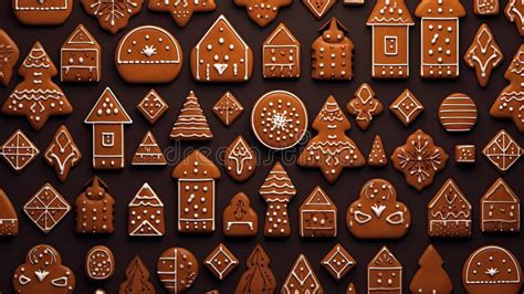 A Set of Gingerbread Cookies in Patterns on a Plain White Background ...