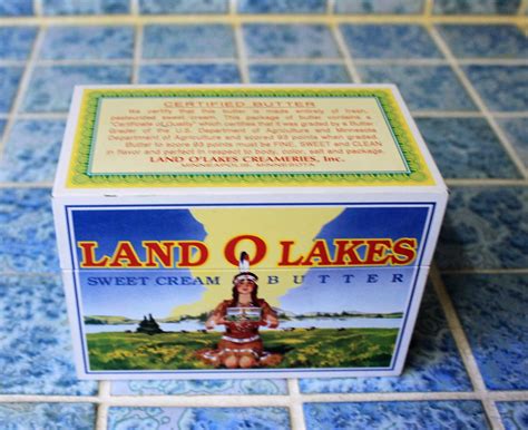 Land O Lakes Butter Recipe Box with Recipes 5 x 3 x 3.5 Tin Vintage Advert