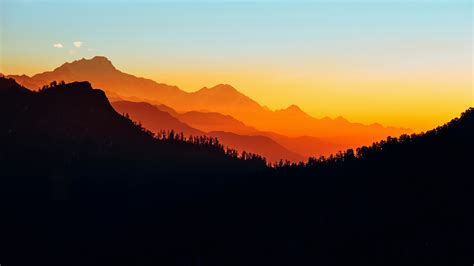 1920x1080 Resolution Mountains Silhouette 1080P Laptop Full HD Wallpaper - Wallpapers Den