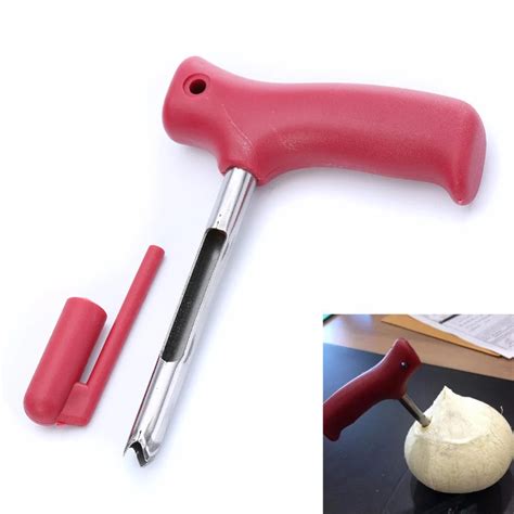 New Stainless Steel Coconut Opener Red Handle Coconut Openers Punch ...