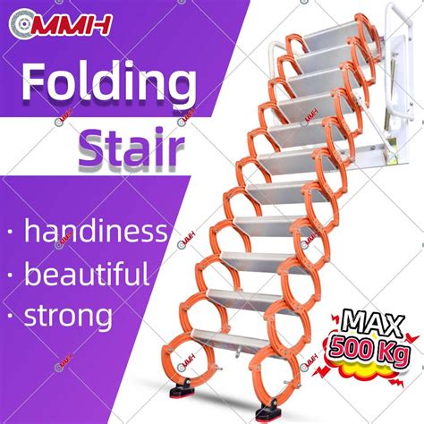 Folding stairs stair (Manual) Titanium Loft Ladder telescopic stairs ...