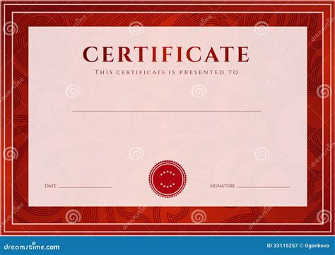 Red Certificate, Diploma Template. Award Pattern Royalty Free Stock Photography - Image: 33115257