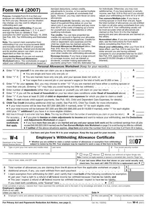 W 4 Deductions Worksheet - Studying Worksheets