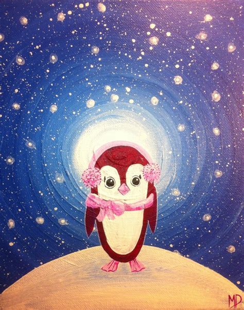 Penguin Painting Space Penguin-10 x 8 acrylic on canvas by | Etsy | Whimsical art, Art, Painting