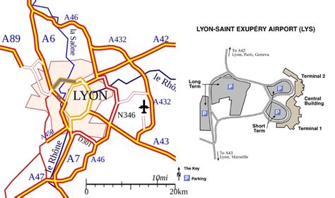 Lyon airport overview map - Ontheworldmap.com