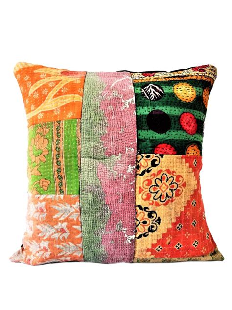 Heavy Vintage Kantha Handmade Cushion Cover - Vintage Kantha Quilts, Throw Blankets, Bedspreads ...