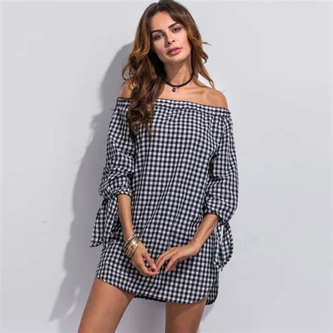 Fashion Loose Dresses Plaid Simple Summer Women Trendy Dresses Three ...