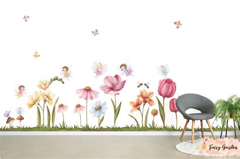 Beautiful Flower Garden Fairy Wall Decals - Removable Wallpapers, Wall ...